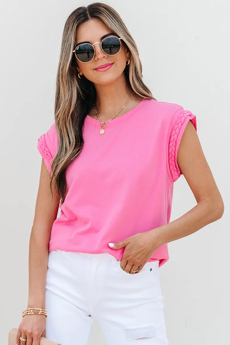Summer 2025 Women's Casual Style Pure Color Knitted Short Sleeve T-Shirt Round Neck Pullover Top Versatile Commute Essential display picture 4