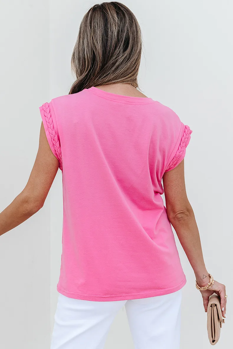 Summer 2025 Women's Casual Style Pure Color Knitted Short Sleeve T-Shirt Round Neck Pullover Top Versatile Commute Essential display picture 7