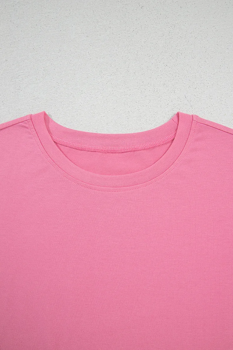 Summer 2025 Women's Casual Style Pure Color Knitted Short Sleeve T-Shirt Round Neck Pullover Top Versatile Commute Essential display picture 10