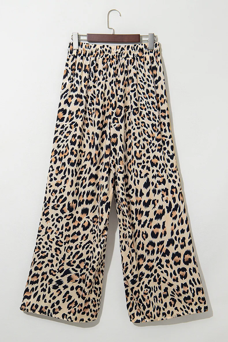 High Waist Drawstring Casual Pants Women's Wide Leg Leopard Print Trendy  Style Summer New Arrival display picture 4