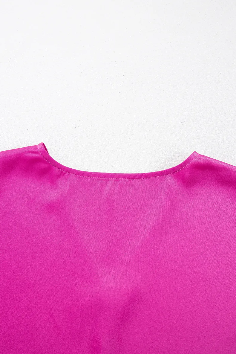 Summer New Loose V-Neck Short Sleeve T-Shirt Women's Commute Simple Match Pure Color Crew Neck Pullover Top Casual Style display picture 7