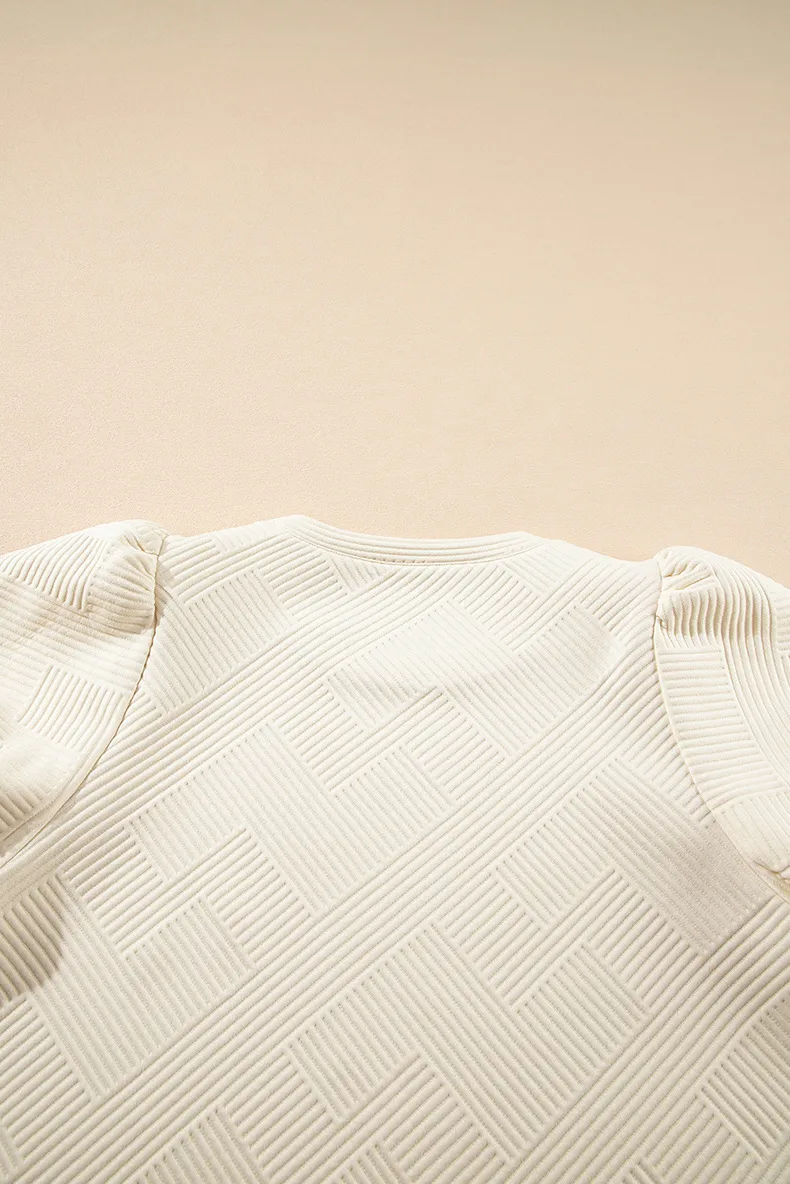 Summer New Pure Color Texture Bubble Sleeve Hoodie Women's Short Sleeve Round Neck T-shirt Fashionable Versatile Casual Style display picture 11