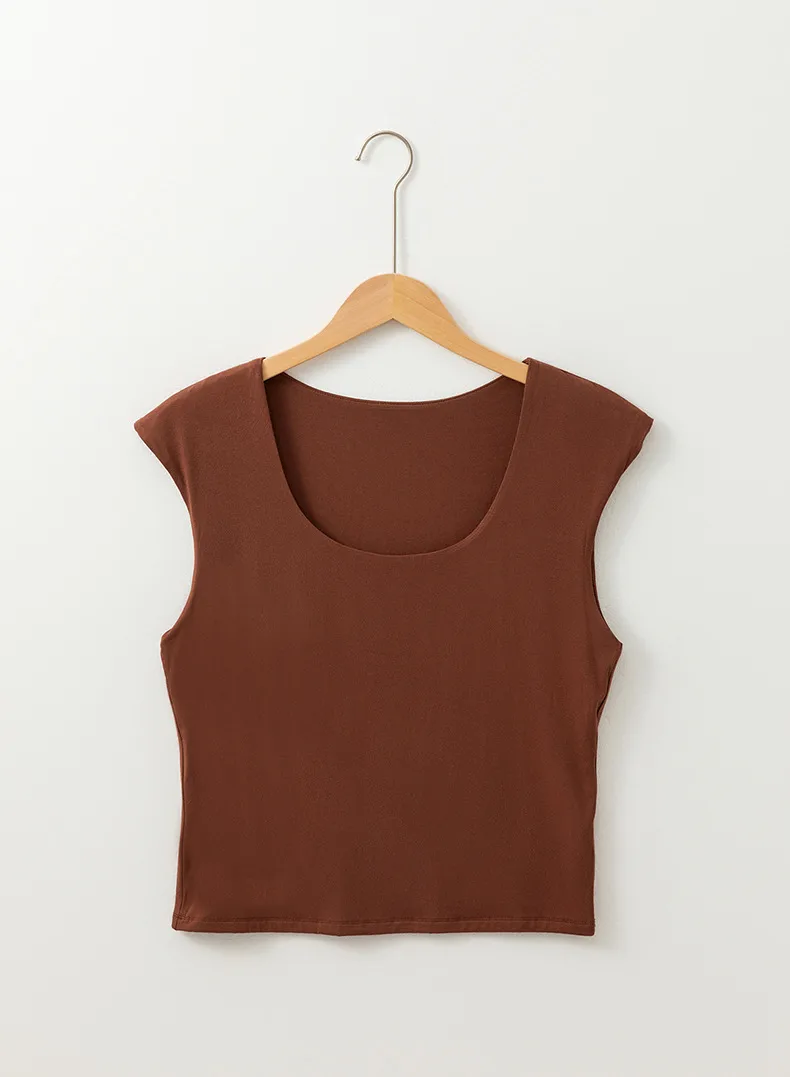 Summer New Style Solid Color Vest Women's Slim Fit Sleeveless Top Simple European Style Casual Wear Comfortable V-Neck T-Shirt display picture 5