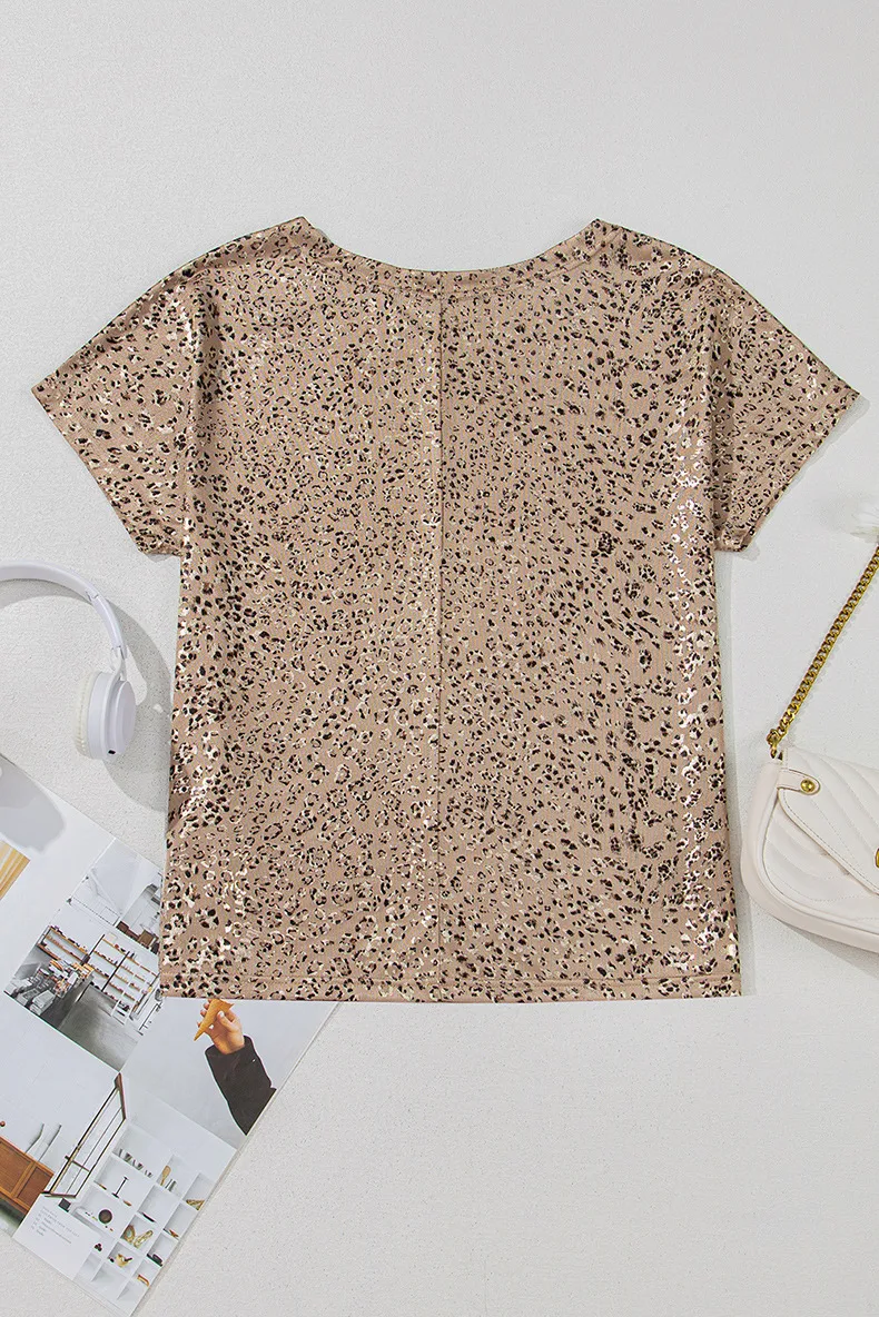 Summer New Round Neck Short Sleeve Women's T-shirt Leopard Print Pullover Top European Style Street Fashion Loose Fit Tee display picture 6