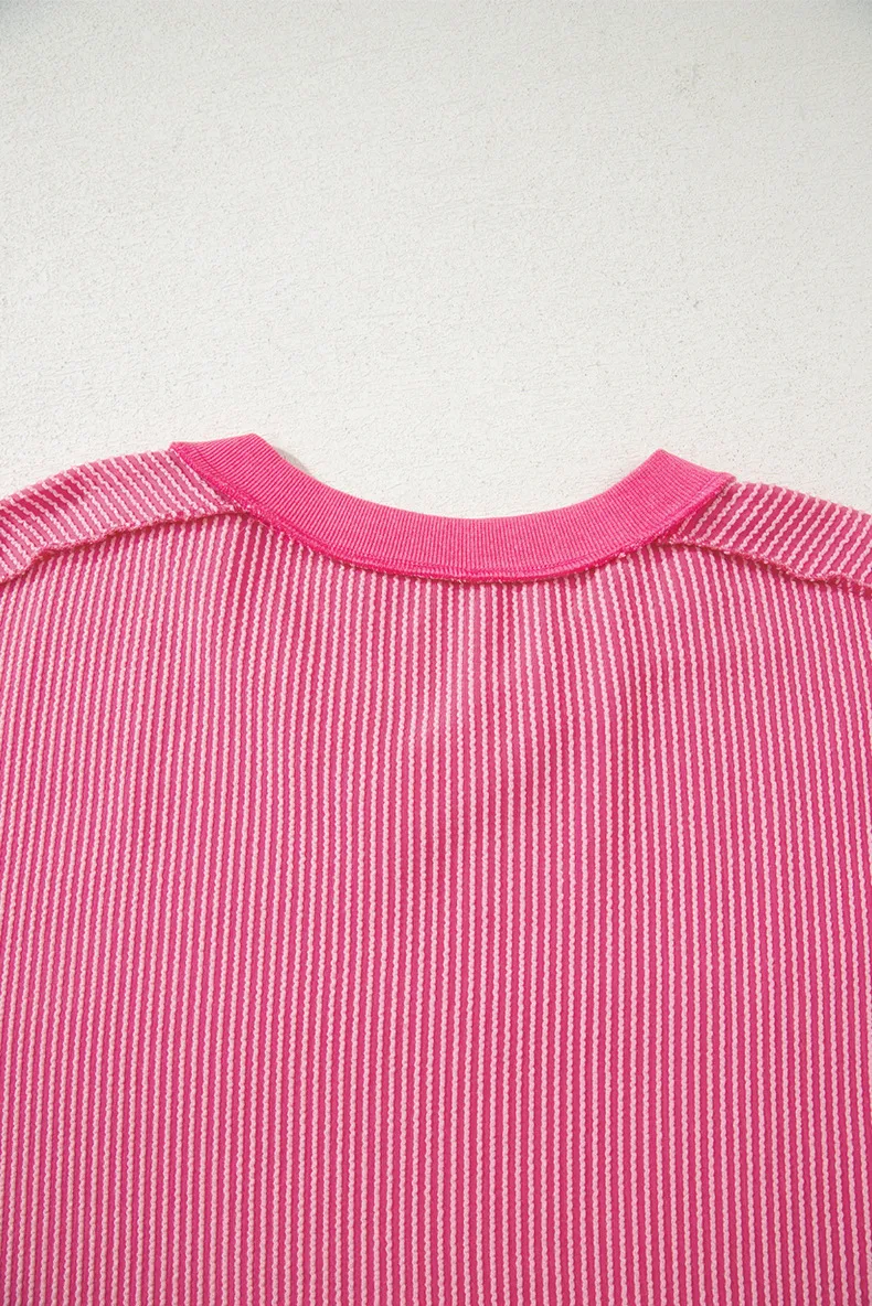 Summer New Loose Knitted V-Neck Short Sleeve T-Shirt Women's Pure Color Texture Pullover Casual Style Polyester Rayon Fiber display picture 7