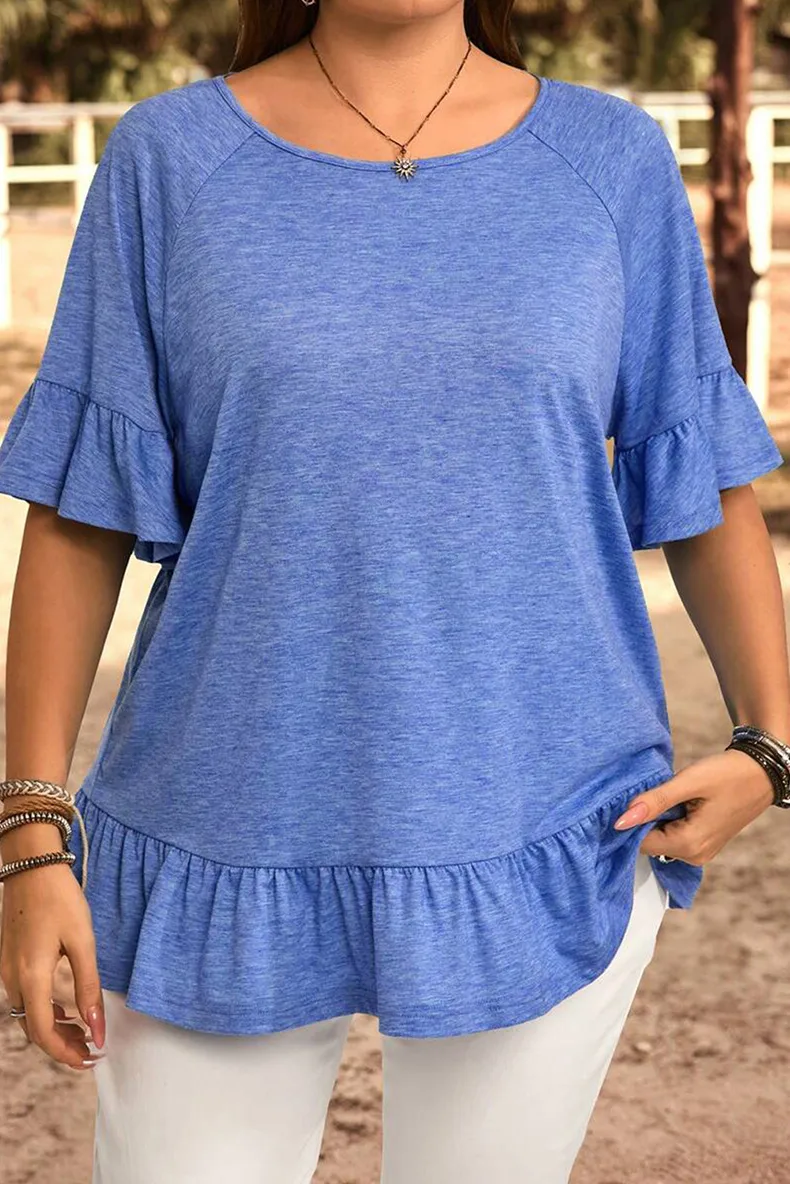 Loose Round Neck Oversize T-Shirt Women Summer New Style Solid Color Short Sleeve Women's Pullover Polyester Rayon Fiber display picture 1