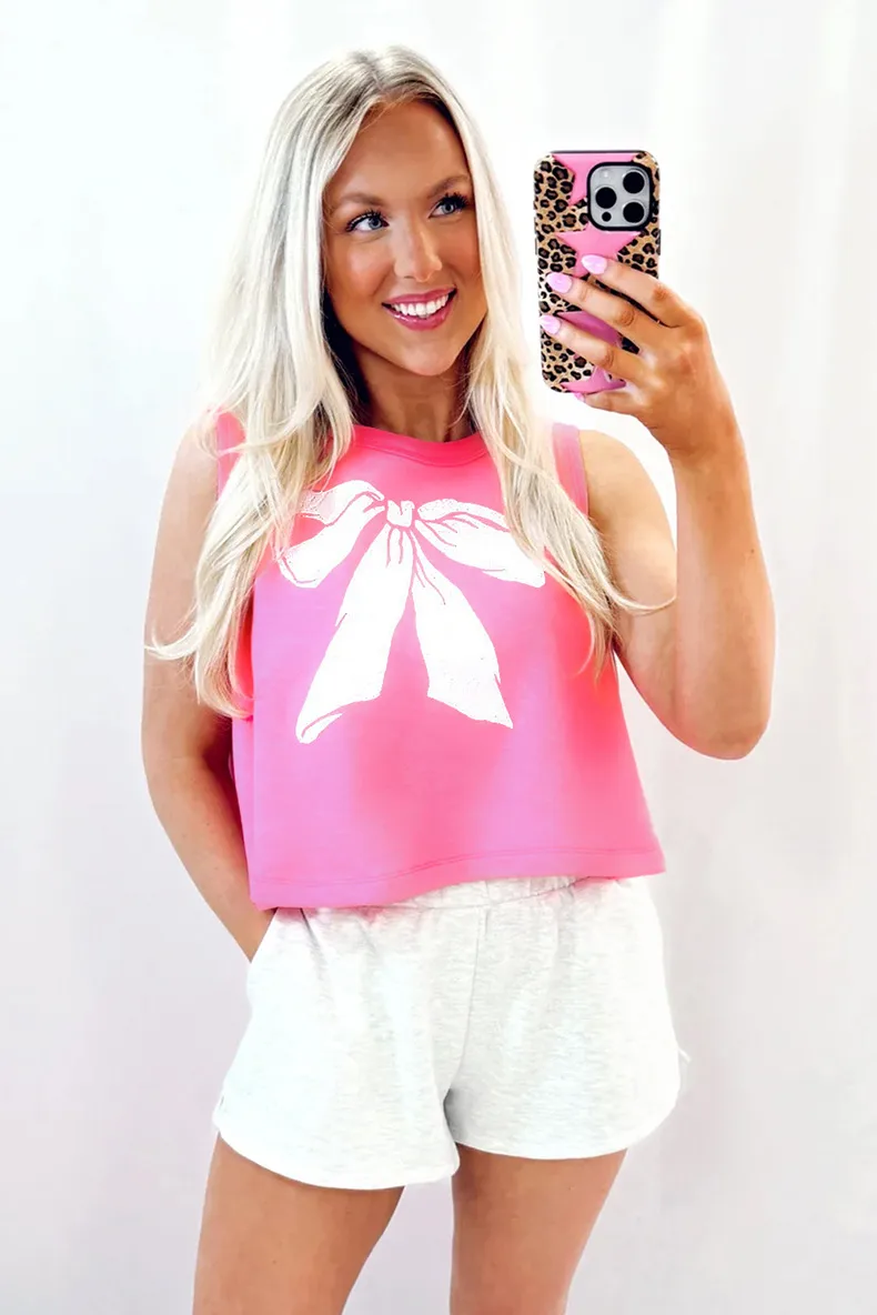 Summer 2025 Sweet Style Women's Pullover Round Neck Vest Butterfly Knot Print Sleeveless Top Fresh And Cute Design Polyester Fabric display picture 3