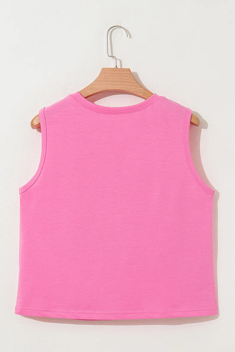 Summer 2025 Sweet Style Women's Pullover Round Neck Vest Butterfly Knot Print Sleeveless Top Fresh And Cute Design Polyester Fabric display picture 6