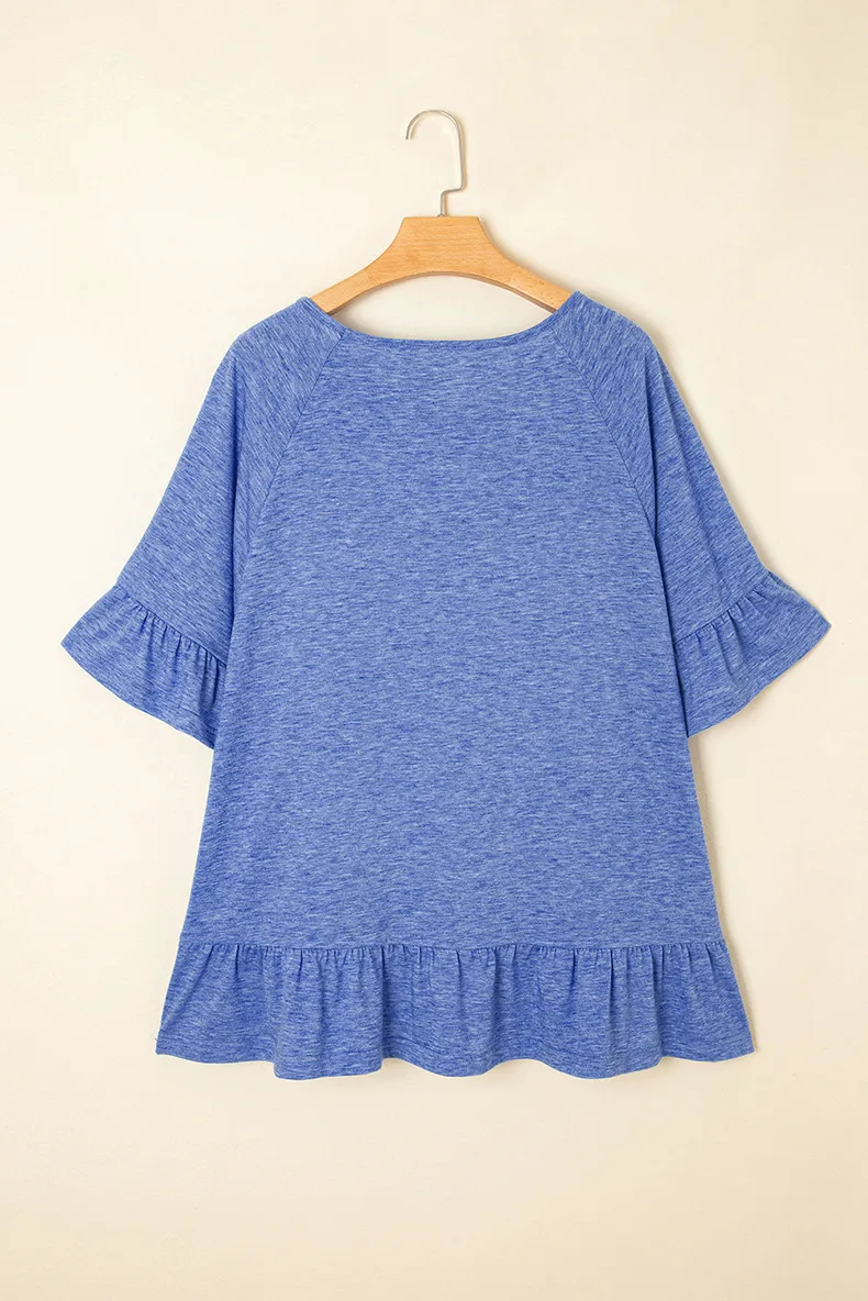 Loose Round Neck Oversize T-Shirt Women Summer New Style Solid Color Short Sleeve Women's Pullover Polyester Rayon Fiber display picture 7