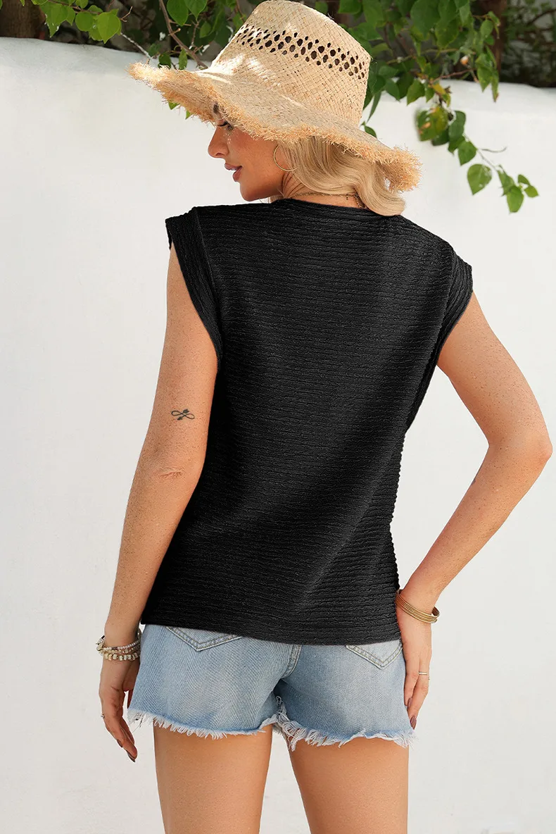 Summer New Style Pure Color Short Sleeve T-Shirt Women's Loose Simple Style Top Casual Round Neck Cotton Polyester Blend display picture 9