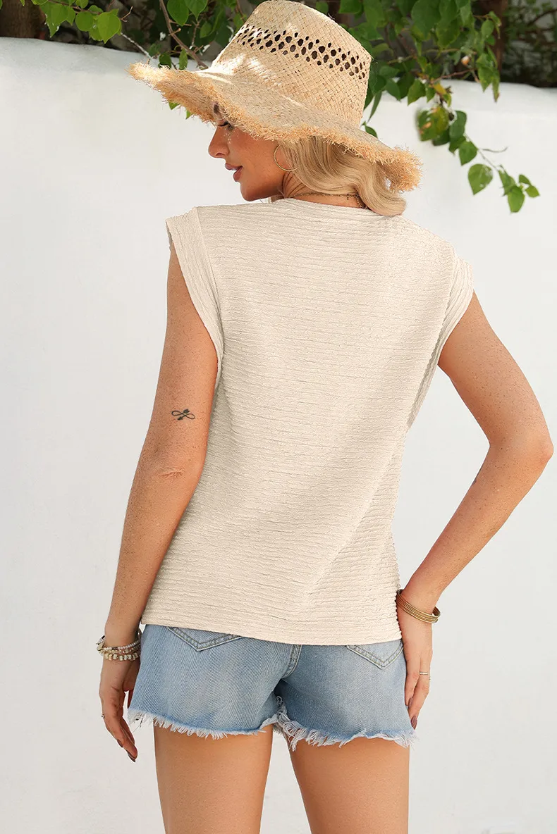 Summer New Style Pure Color Short Sleeve T-Shirt Women's Loose Simple Style Top Casual Round Neck Cotton Polyester Blend display picture 11