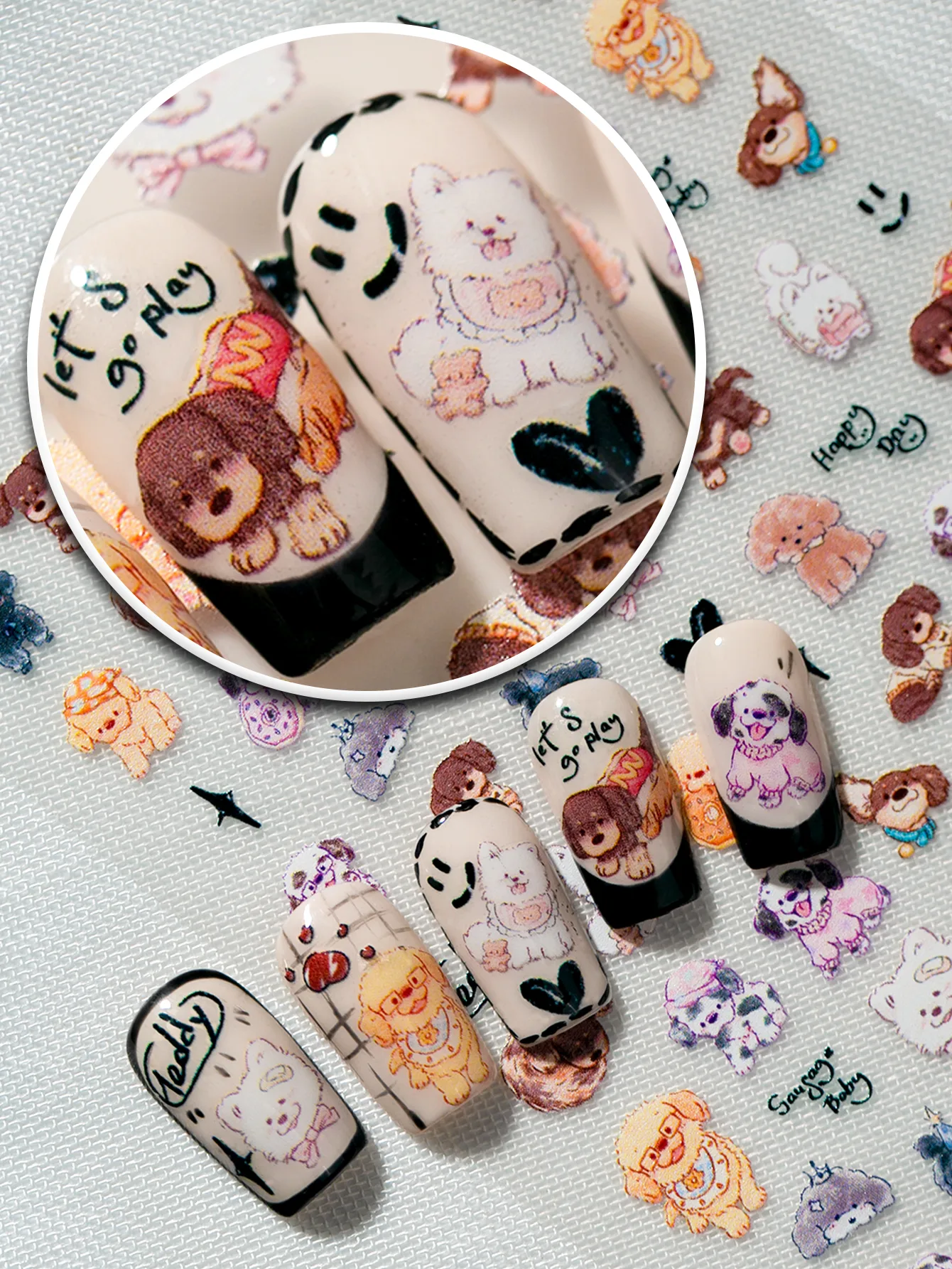 Ins Flat Nail Sticker New Cute Nail Sticker Good-looking Cartoon Design Waterproof Material Sticker Type Manicures Decoration display picture 1