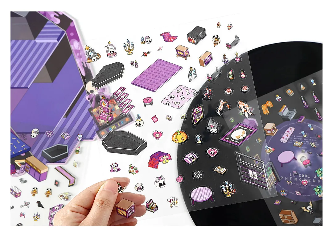 Cartoon Landscape Stickers Creative Store Theme High Difficulty Collage Fun DIY Scene Decoration Student Concentration Stickers 4 Styles 4 Sheets/Pack display picture 11