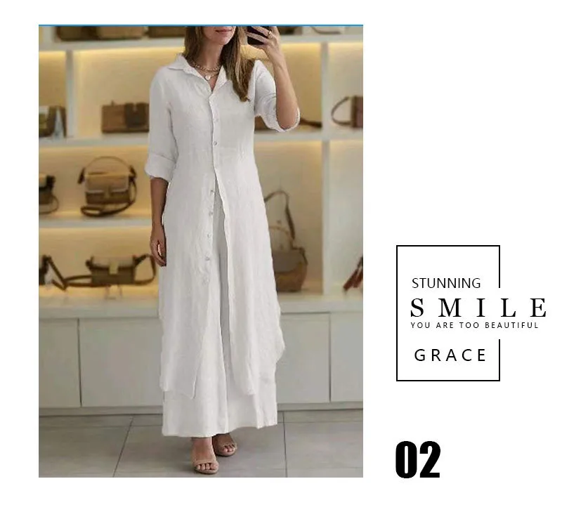 New Solid Color Stand Collar Dress Suit, Elegant Simple Loose Fashion Long Shirt display picture 2