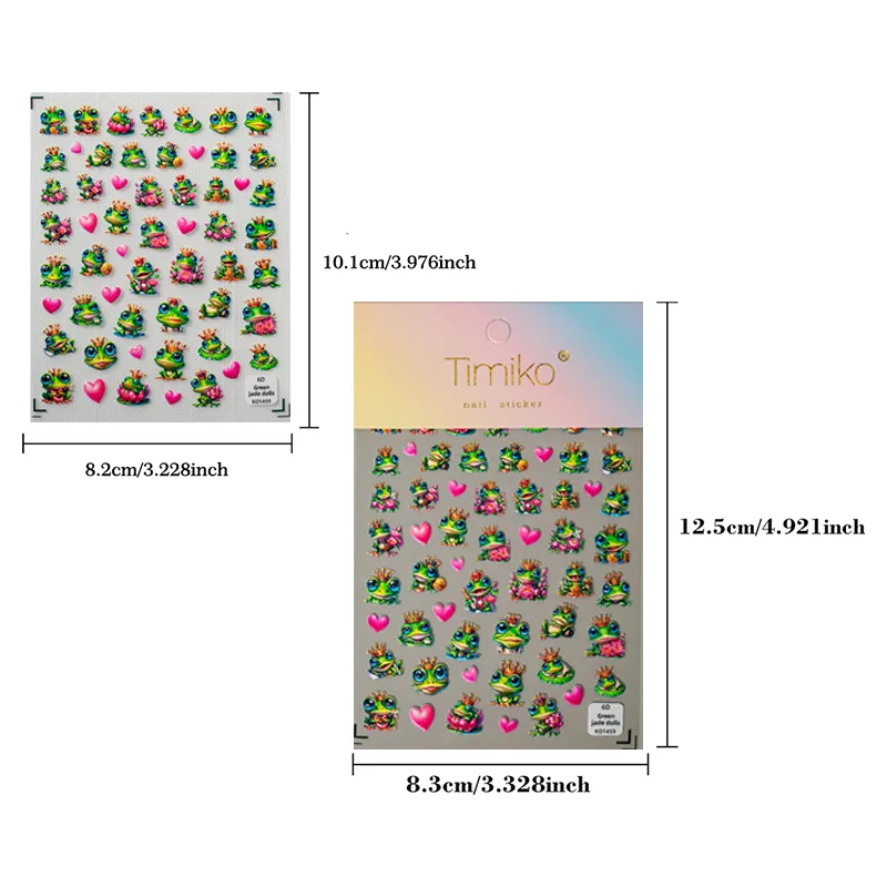 Cute Pastoral FROGPRINCE Animal Heart Shape Nail Decals Nail Stickers Nail Sticker display picture 8