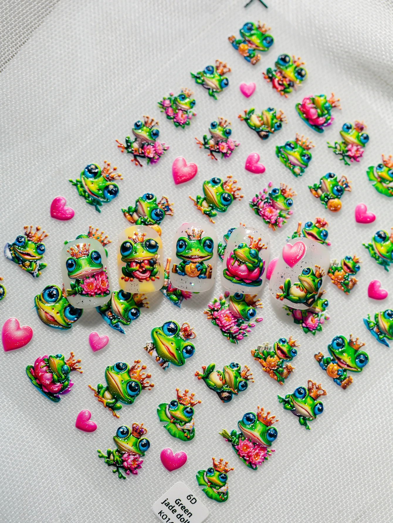 Cute Pastoral FROGPRINCE Animal Heart Shape Nail Decals Nail Stickers Nail Sticker display picture 2