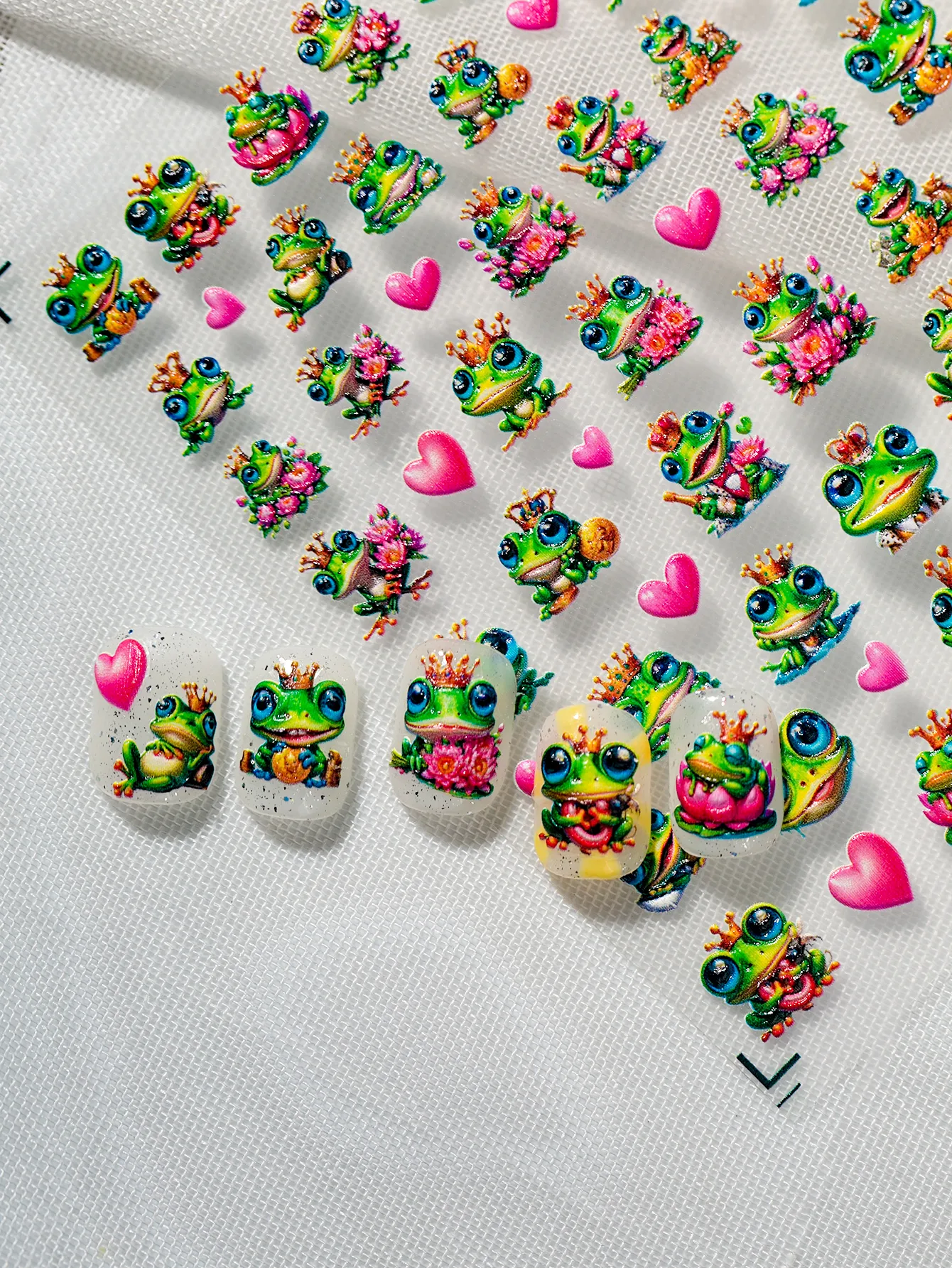 Cute Pastoral FROGPRINCE Animal Heart Shape Nail Decals Nail Stickers Nail Sticker display picture 5