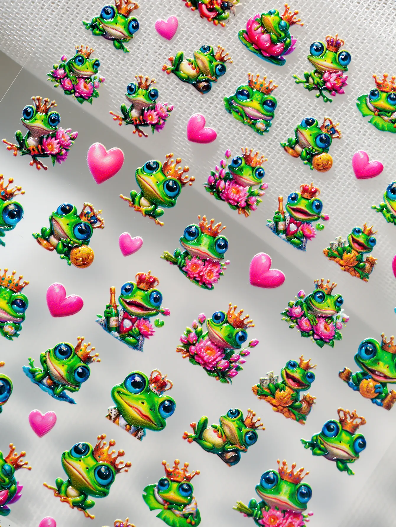 Cute Pastoral FROGPRINCE Animal Heart Shape Nail Decals Nail Stickers Nail Sticker display picture 6