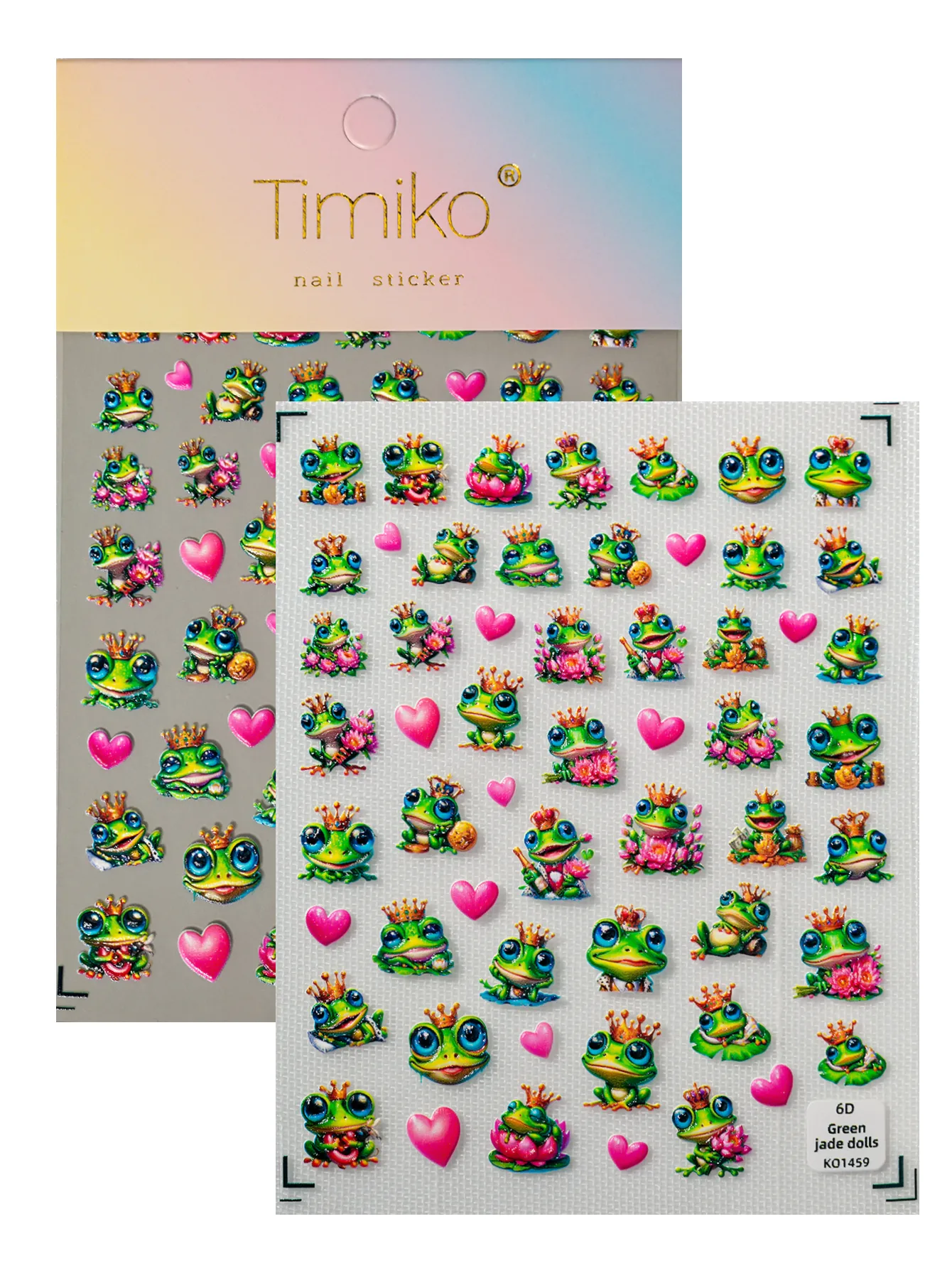 Cute Pastoral FROGPRINCE Animal Heart Shape Nail Decals Nail Stickers Nail Sticker display picture 7