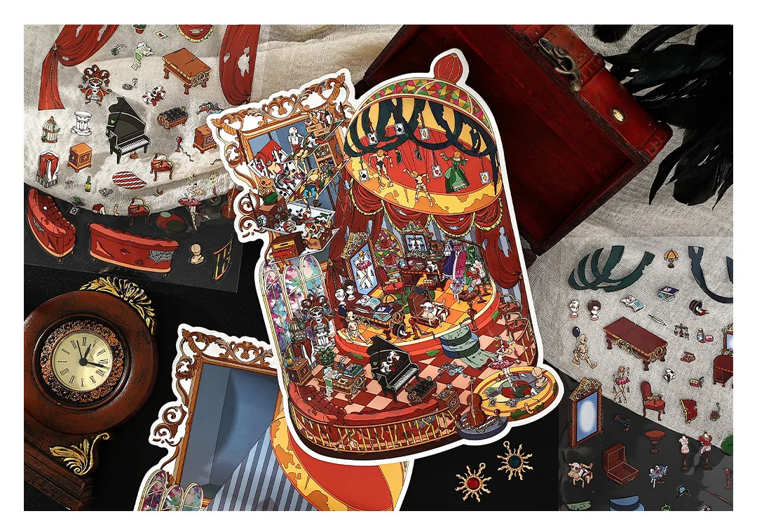 1 Piece Cartoon School PET Paper Card Cartoon Style Vintage Style Maximalism Stickers display picture 4