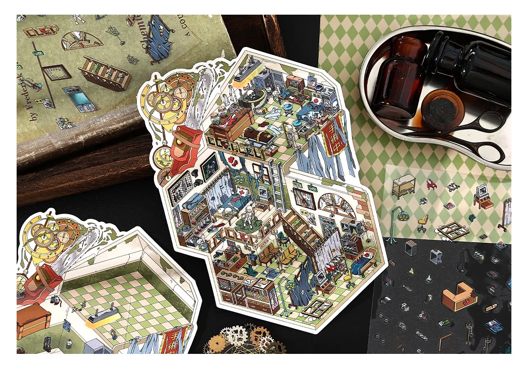 1 Piece Cartoon School PET Paper Card Cartoon Style Vintage Style Maximalism Stickers display picture 8