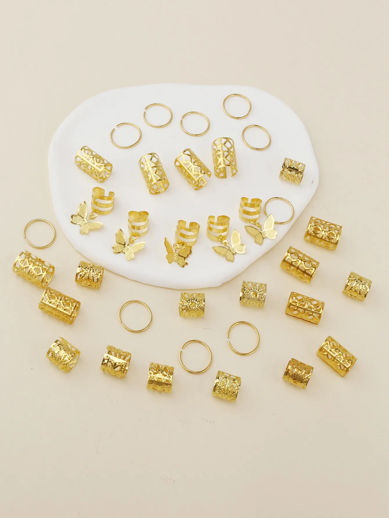35pcs Mixed Styling Hair Ties Set Elegant Cute Alloy Hair Bands For Women All Seasons Versatile Geometric Pattern Hair Accessories display picture 3