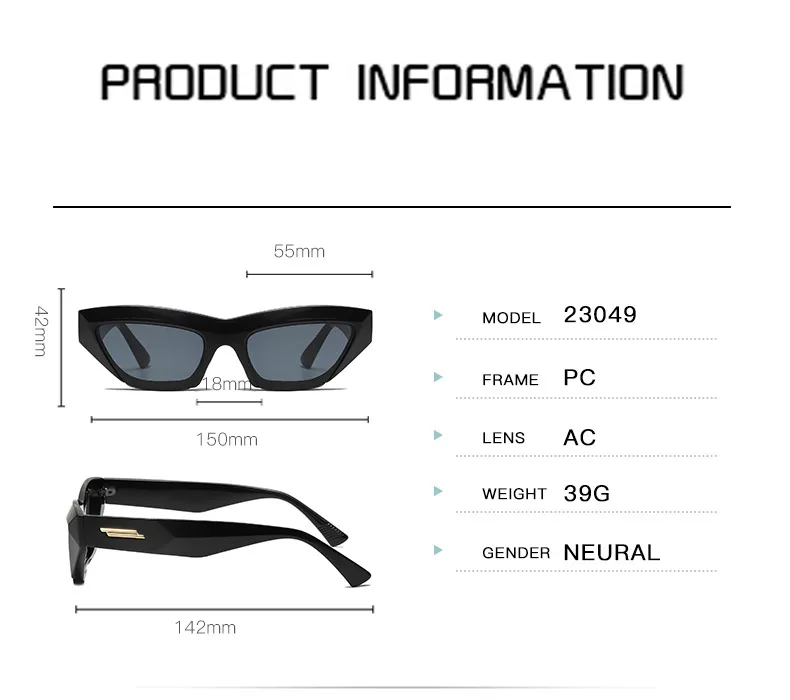Ladies Retro Cat Eye Sunglasses Triangle Frame Street Style Holiday Travel Model Wearing UV Protection Fashionable Glasses display picture 8