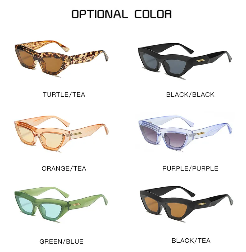 Ladies Retro Cat Eye Sunglasses Triangle Frame Street Style Holiday Travel Model Wearing UV Protection Fashionable Glasses display picture 9