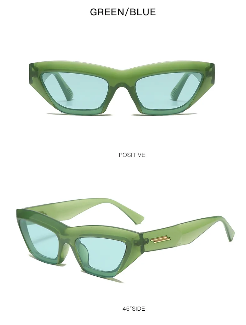 Ladies Retro Cat Eye Sunglasses Triangle Frame Street Style Holiday Travel Model Wearing UV Protection Fashionable Glasses display picture 15
