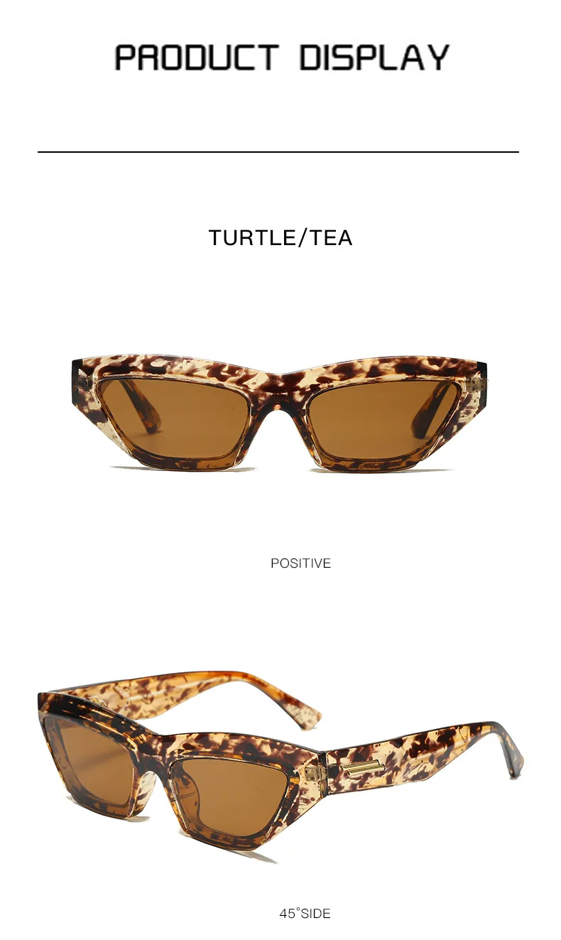 Ladies Retro Cat Eye Sunglasses Triangle Frame Street Style Holiday Travel Model Wearing UV Protection Fashionable Glasses display picture 10