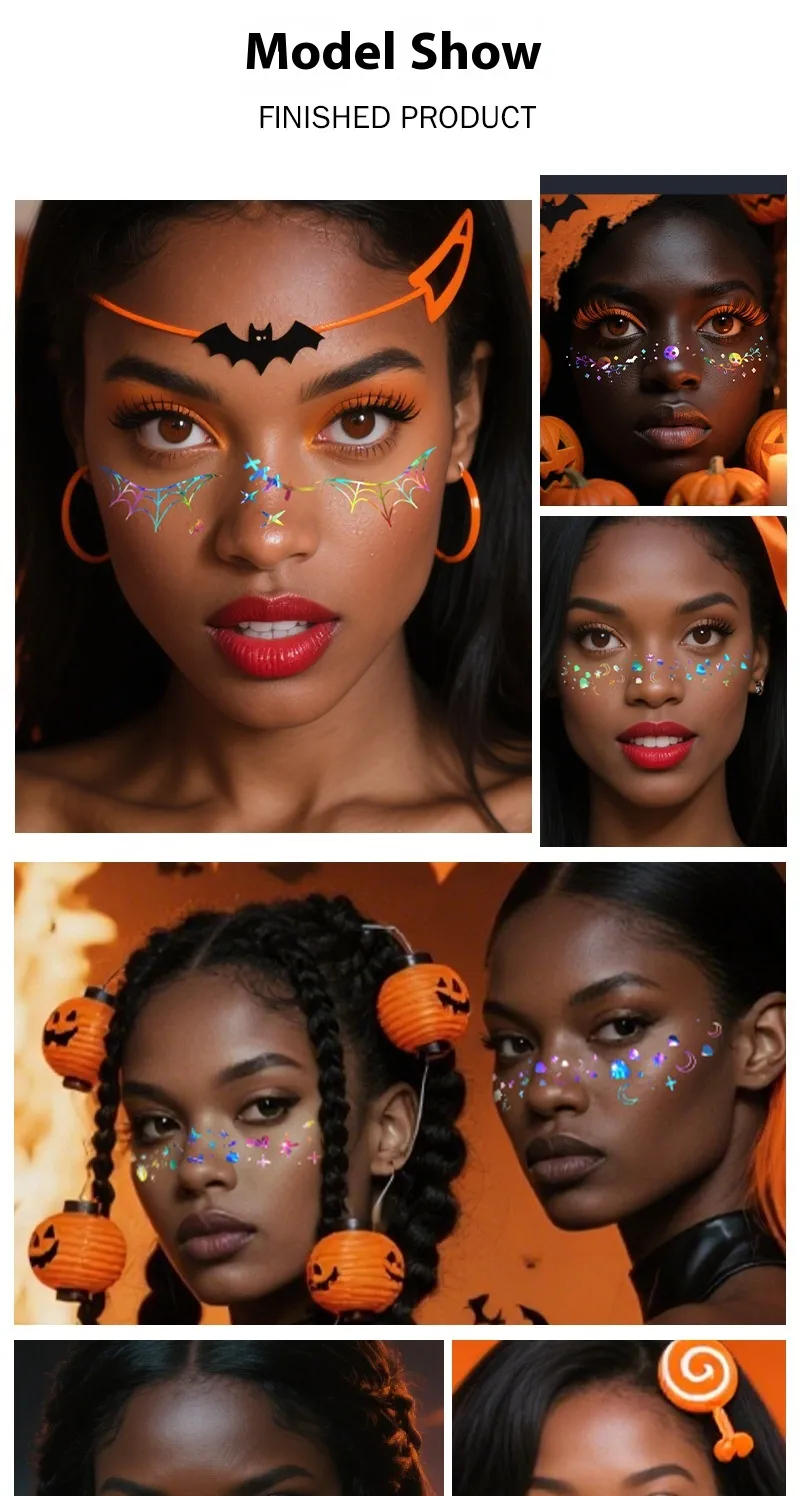 New Arrival Laser Halloween Freckle Tattoo Sticker Waterproof Freckle Stickers Face Pasters Wansheng Dark Party Makeup Stickers display picture 2