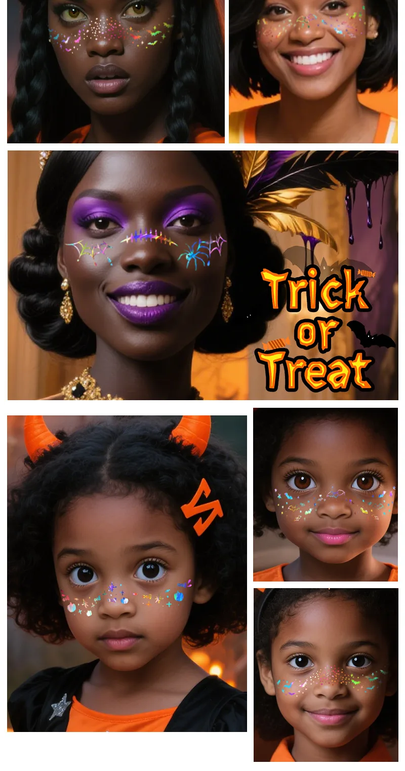 New Arrival Laser Halloween Freckle Tattoo Sticker Waterproof Freckle Stickers Face Pasters Wansheng Dark Party Makeup Stickers display picture 3