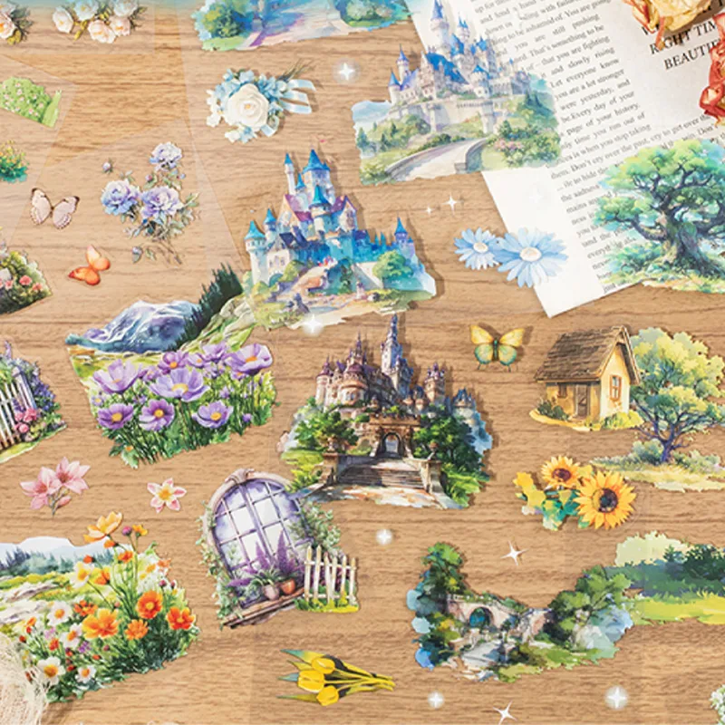Scenic Figure Theme Stickers 20 Sheets/Book PET Material Scrapbooking Series DIY Journal Mobile Phone Case Album Stickers display picture 4