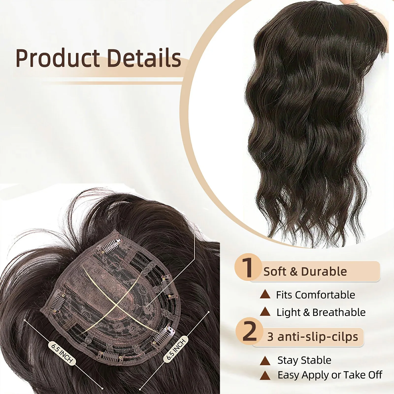 Short Curling Fiber Hair Piece Natural Voluminous Wave Pattern Bangs Hair Extension Block Cover Grey Hair Fake Hair Piece display picture 6