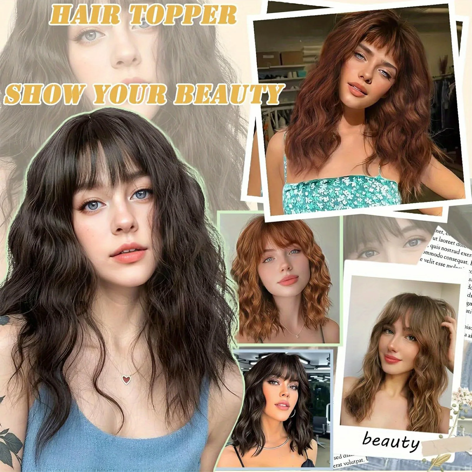 Short Curling Fiber Hair Piece Natural Voluminous Wave Pattern Bangs Hair Extension Block Cover Grey Hair Fake Hair Piece display picture 9