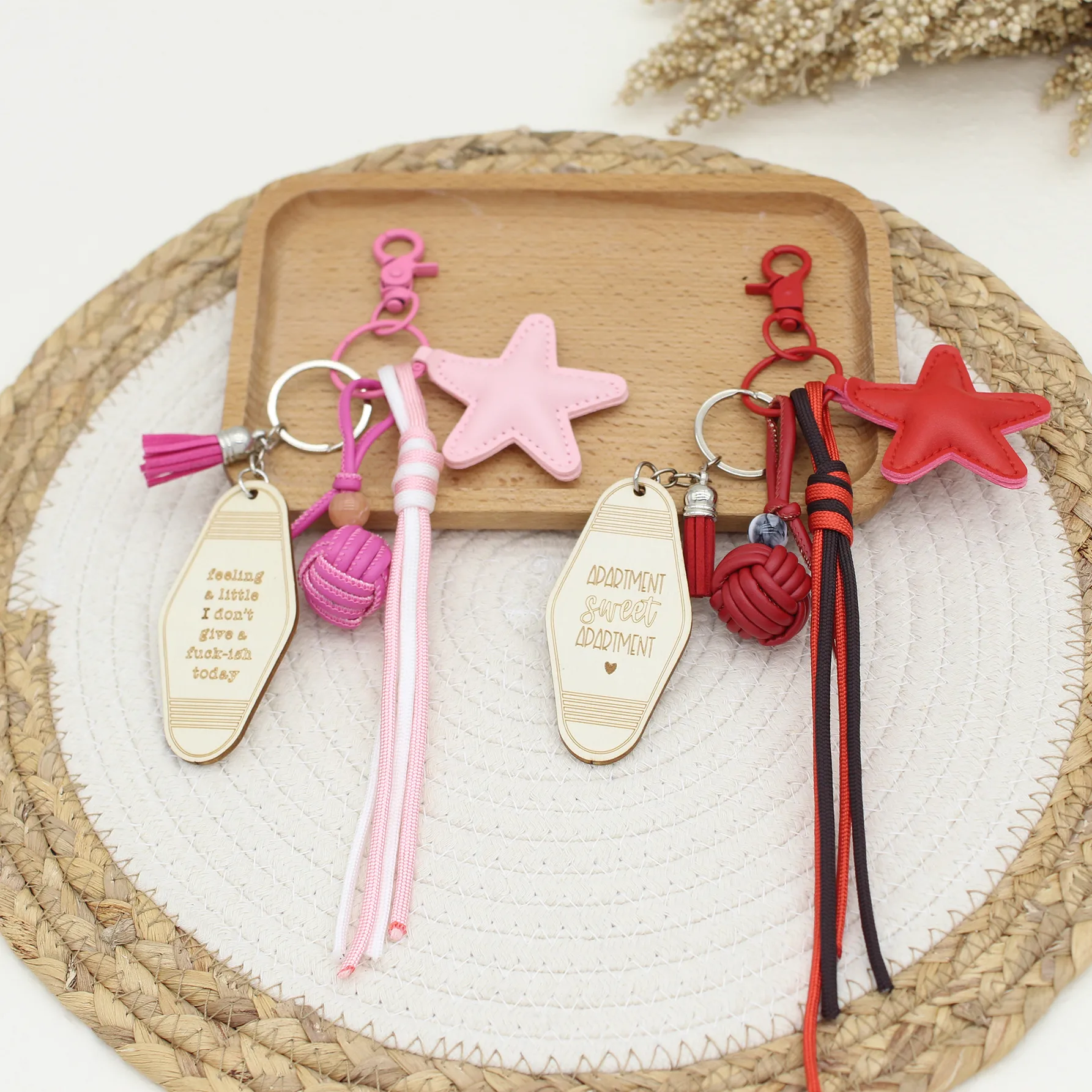1 Piece All Seasons Acrylic Pu Leather Pentagram Solid Color Bag Pendant Keychain display picture 4