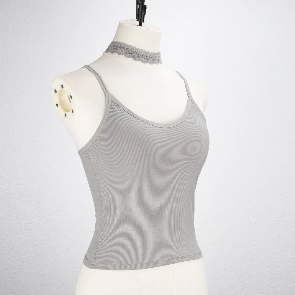 Ladies Lace Halter Neck Removable Strap Vest Sexy Style Casual Daily Pure Color Polyester Lycra Fabric Summer Season display picture 1