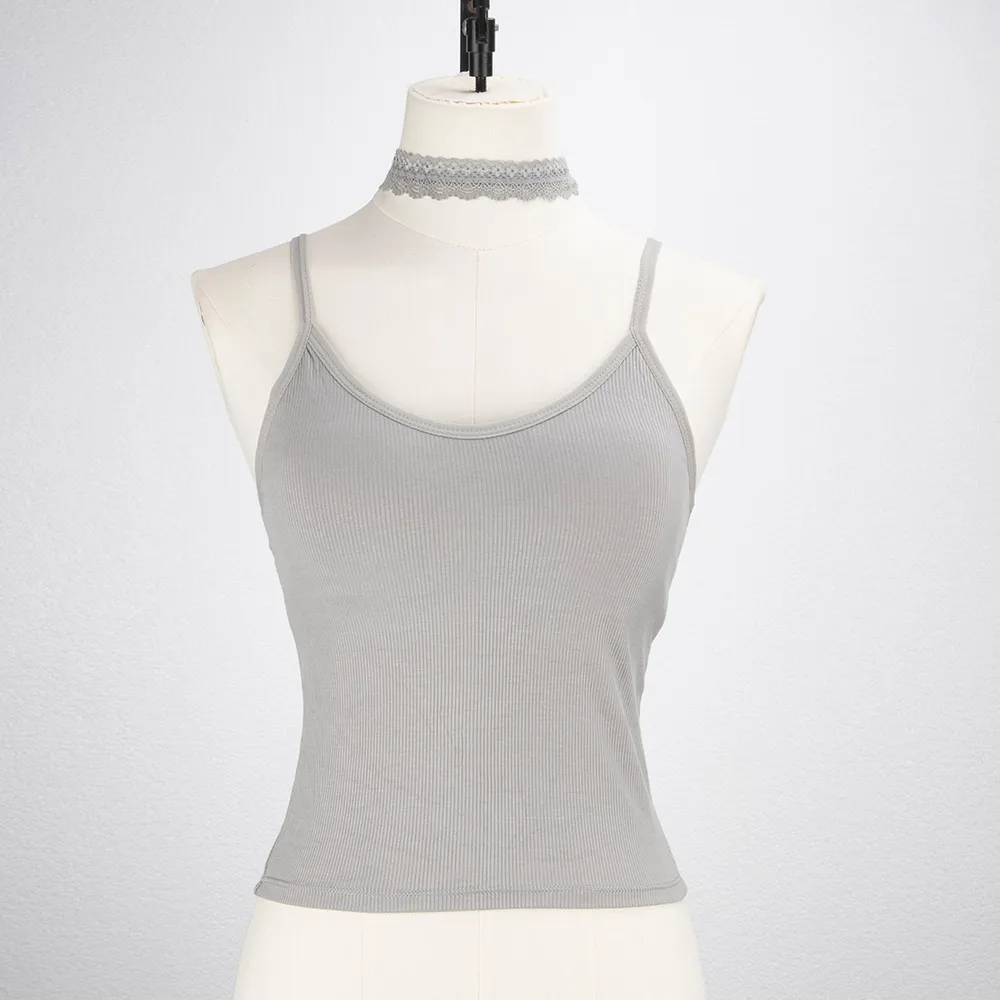 Ladies Lace Halter Neck Removable Strap Vest Sexy Style Casual Daily Pure Color Polyester Lycra Fabric Summer Season display picture 3