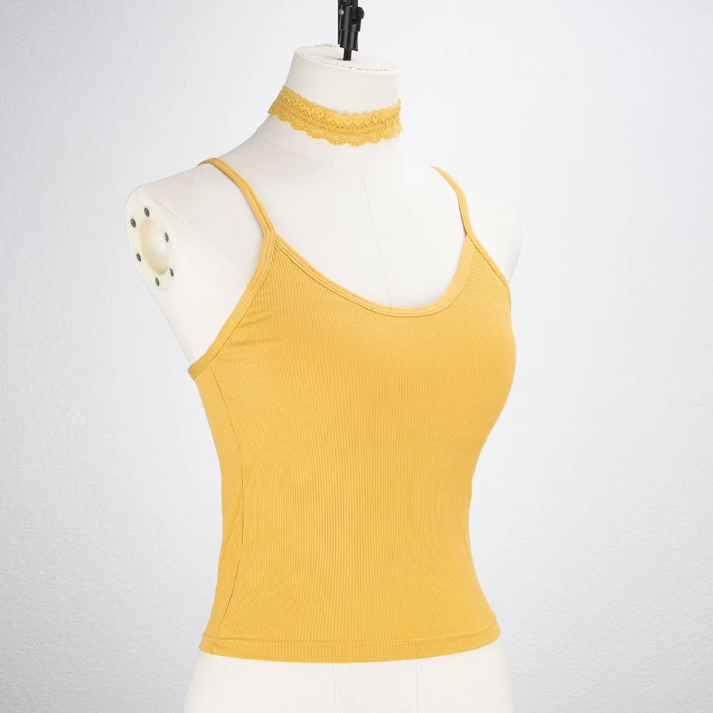 Ladies Lace Halter Neck Removable Strap Vest Sexy Style Casual Daily Pure Color Polyester Lycra Fabric Summer Season display picture 5