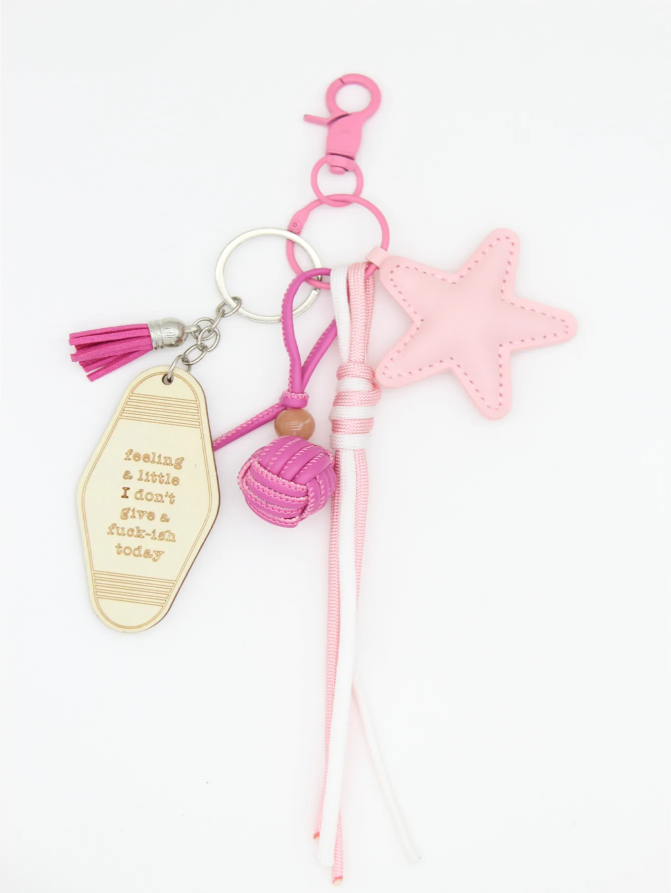 1 Piece All Seasons Acrylic Pu Leather Pentagram Solid Color Bag Pendant Keychain display picture 9