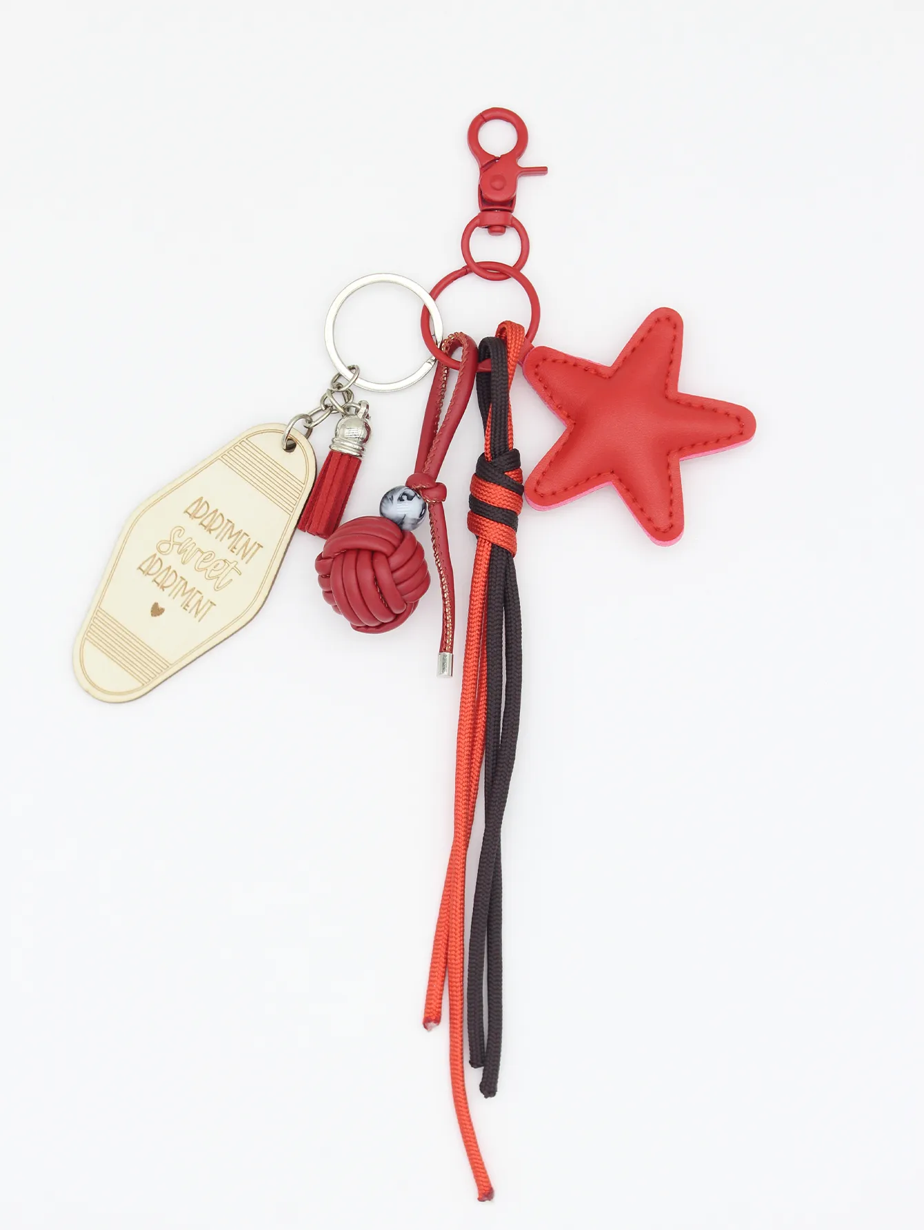 1 Piece All Seasons Acrylic Pu Leather Pentagram Solid Color Bag Pendant Keychain display picture 8