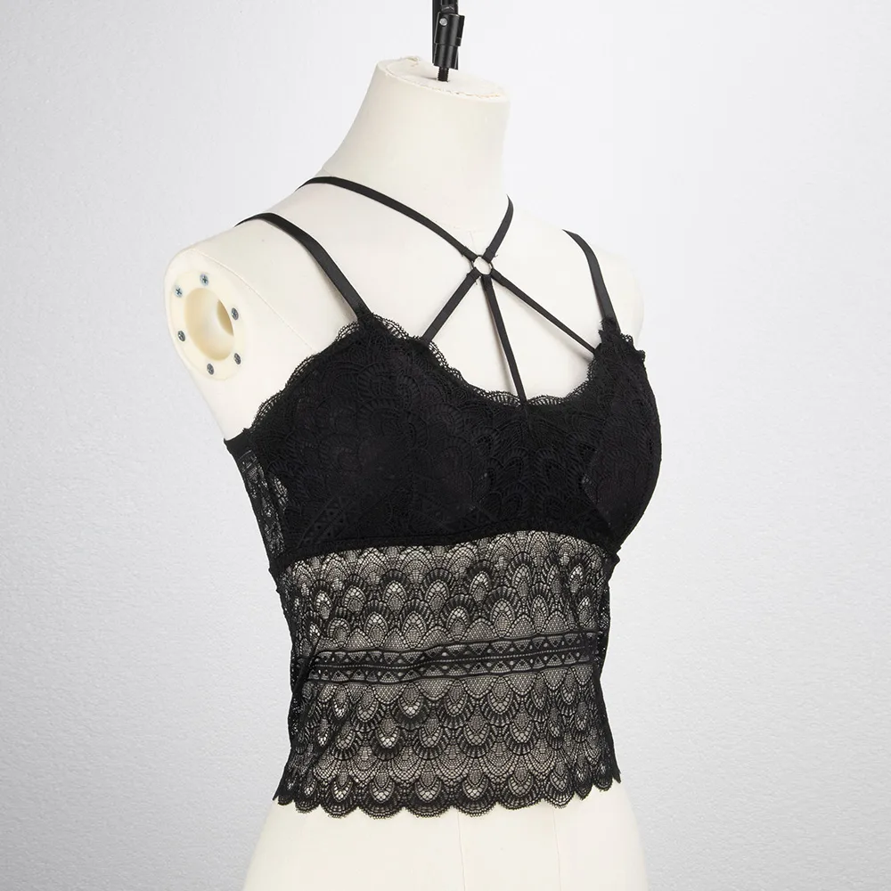 Ladies Lace Backless Detachable Bra Tank Nylon Spandex Summer Sexy Style Underwear Suitable For Daily Wear And Outerwear display picture 1