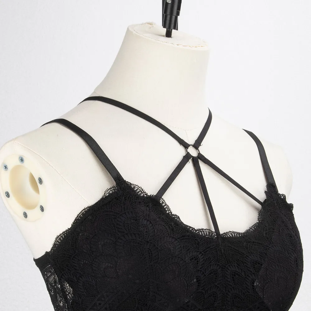 Ladies Lace Backless Detachable Bra Tank Nylon Spandex Summer Sexy Style Underwear Suitable For Daily Wear And Outerwear display picture 4