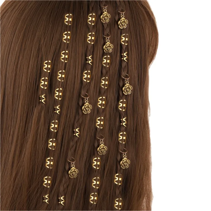 African Braids Hair Accessories Decorative Hair Clips Fake Hair Flowers Twist Spring Hollow Braids Festive Alloy Hairpins display picture 1