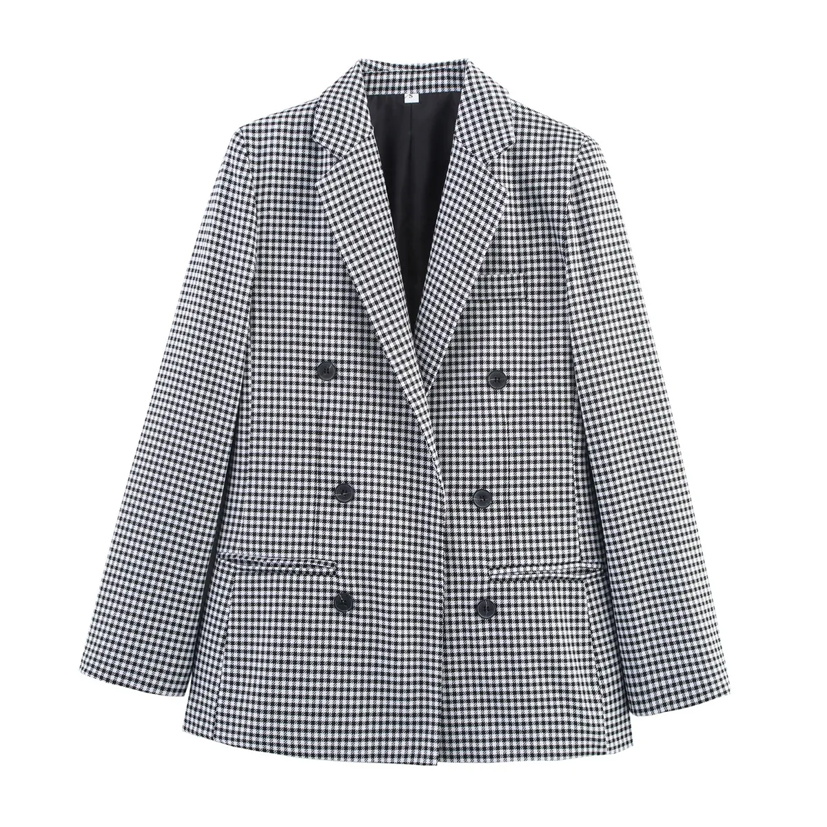 Fashionable Two-Tone Plaid Suit Jacket Elegant  Women's Clothing Pure Color Polyester Long Sleeve Short Style display picture 11
