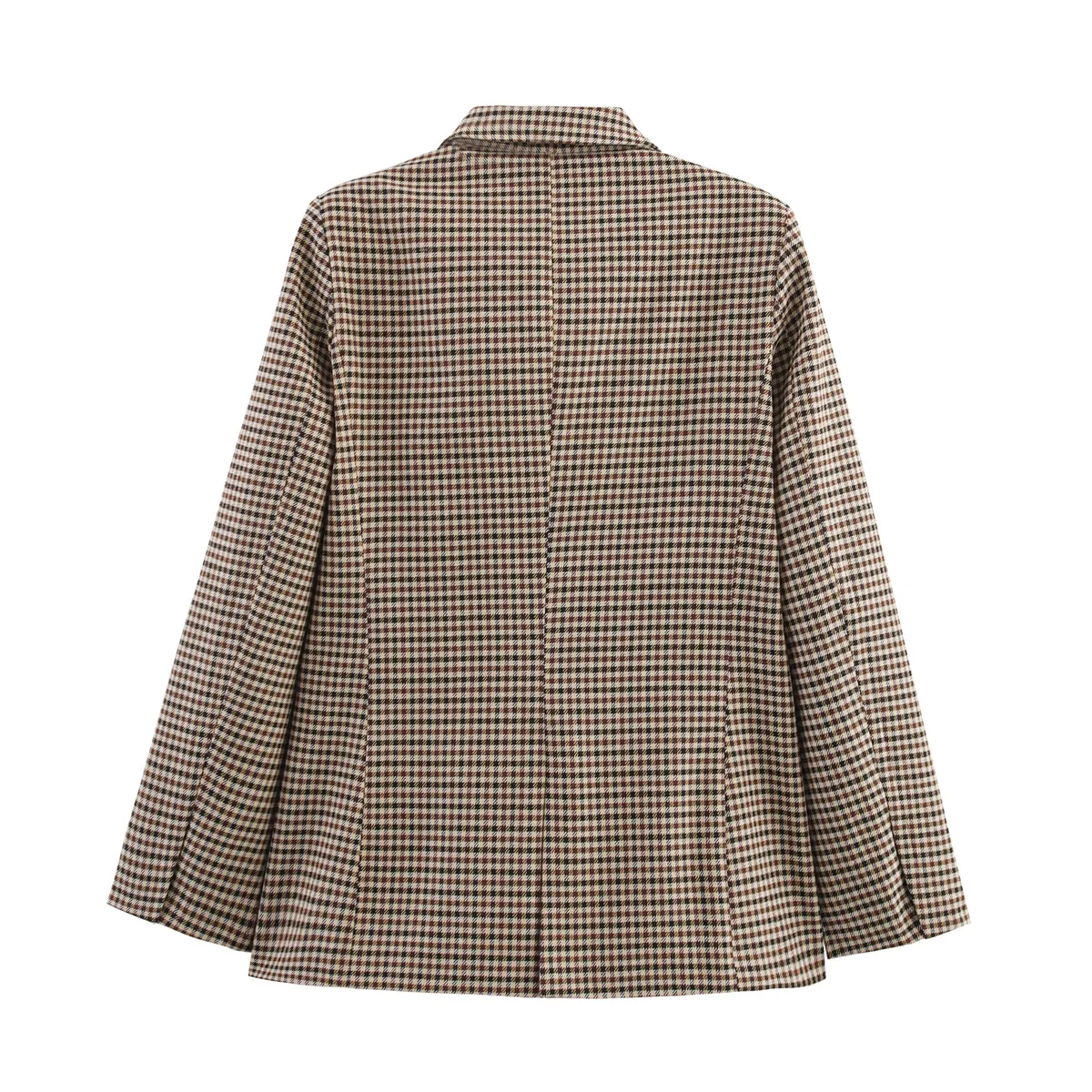 Fashionable Two-Tone Plaid Suit Jacket Elegant  Women's Clothing Pure Color Polyester Long Sleeve Short Style display picture 10