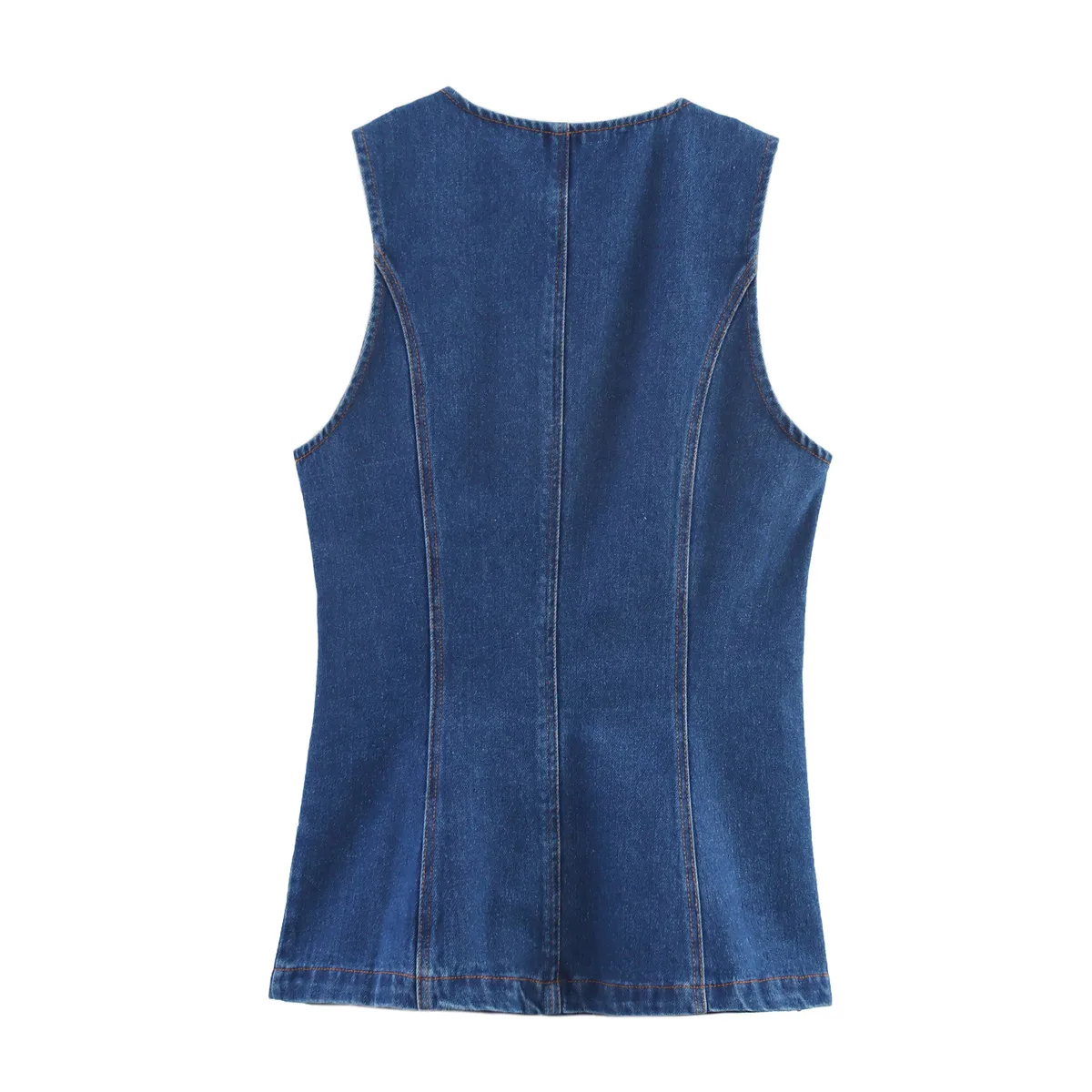 Fashionable Versatile Women's Denim Vest Top Selling European Women's Clothing Retro Style Solid Color Single Button Design display picture 13