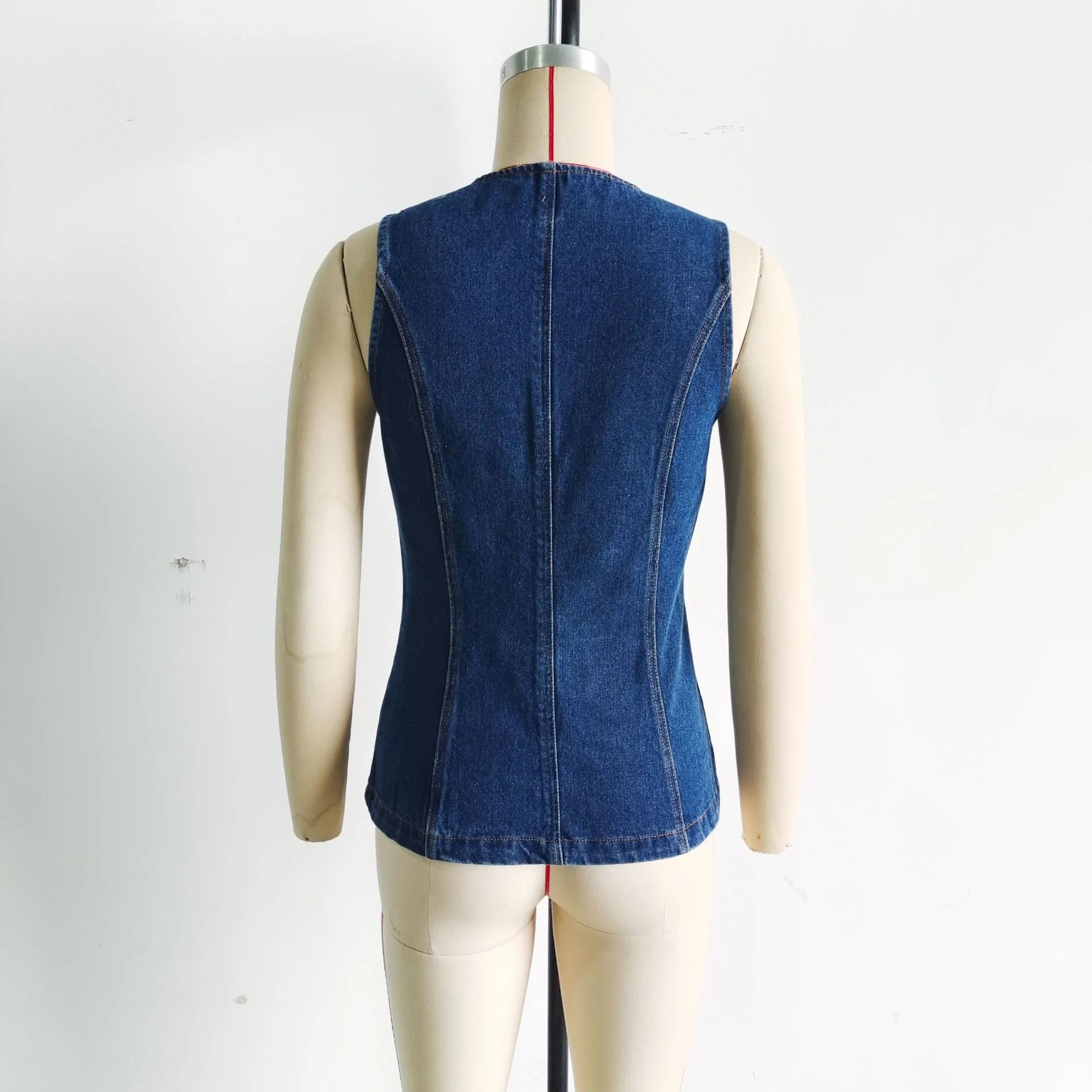 Fashionable Versatile Women's Denim Vest Top Selling European Women's Clothing Retro Style Solid Color Single Button Design display picture 19