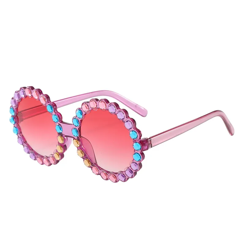 Hot-Selling Sunglasses Color Film Color Diamond Sunflower Sunglasses Colorful Children's Glasses display picture 3