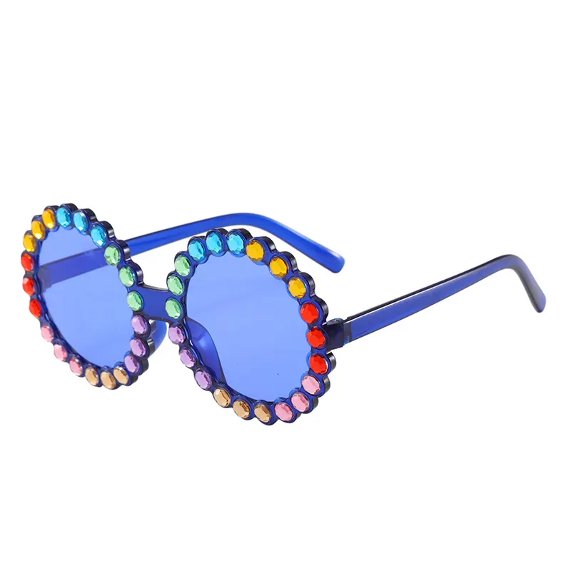 Hot-Selling Sunglasses Color Film Color Diamond Sunflower Sunglasses Colorful Children's Glasses display picture 6